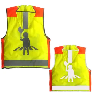 安全背心黄色反光儿童安全背心儿童廉价棕色安全儿童外套高能见度工作高可见背心