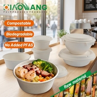 Qiaowang – Ensemble de contenants alimentaires jetables biodégradables en bagasse de canne à sucre de 16 oz – Bols et tasses – Boîtes à lunch pour vente en gros et plats à emporter