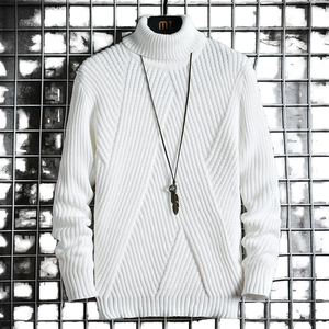 Nuevo suéter coreano de cuello alto para hombre, cálido, antiarrugas, de punto con rayas oblicuas, estilo cuello de tortuga, para estudiantes - Product Image 1