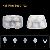 Kit de films réutilisables en PMMA pour ongles, 5 formes (amande, stiletto), pour extension d'ongles, kit de formes pour polygel, gel de construction, outils de nail art, gel double forme