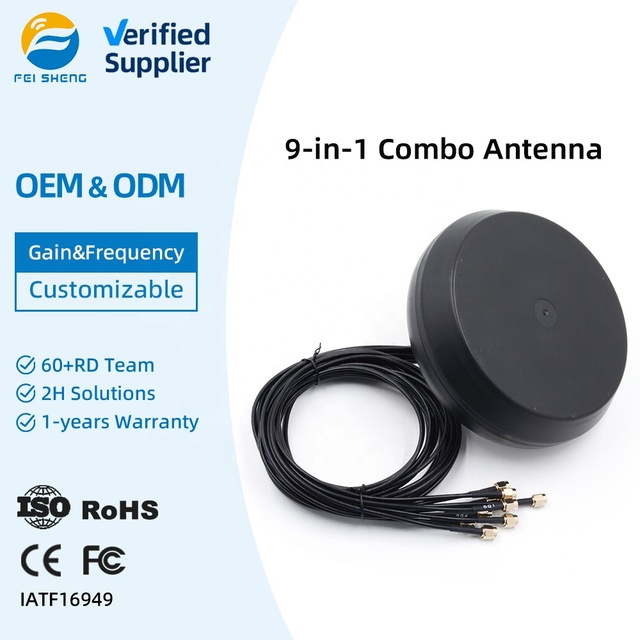 9-In-1 Combo Antenna for Bus Truck Fleet V2X Communication 5G 4x4 MIMO WiFi GNSS Vehicle Safety System Long Range IP67