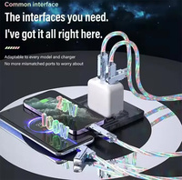 4 en 1 Starlight Fashionable 100W 27W PD Super Fast Charging Cable USB Type C Charging Cord Mobile Phones LED USB Data Cable