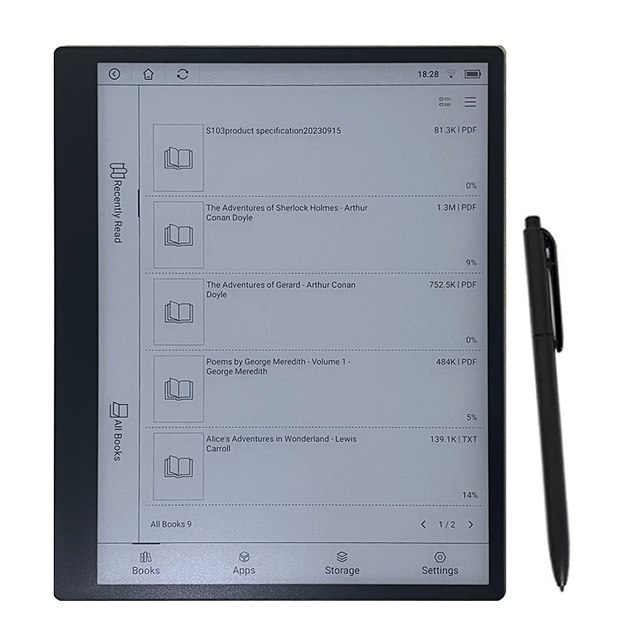 10.3 Inch E Ink Tablet with Pen Chinese Support Txt File Support Android OS 4GB RAM 64GB Storage 1404x1872 Resolution