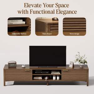 Mueble para <span class=keywords><strong>TV</strong></span> de Estilo Moderno de Mediados de Siglo, Centro de Entretenimiento de Madera con Estantes Ajustables, Mesa Consola para Sala de Estar - Product Image 6