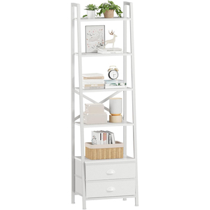 Home Office 5-Tier Ladder <strong>Shelf</strong> 2 Drawers Modern <strong>Narrow</strong> Bookshelf Storage <strong>Shelves</strong> Freestanding Rack <strong>Units</strong> for Living Room - Product Image 1
