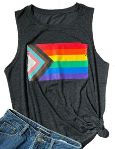 Camisetas de Orgullo <span class=keywords><strong>Gay</strong></span> para Mujer, Camisetas sin Mangas con <span class=keywords><strong>Bandera</strong></span> del Arcoíris del Progreso, Camisetas sin Mangas con Cuello Redondo de Mezcla de Algodón con la Igualdad LGBTQ - Product Image 5