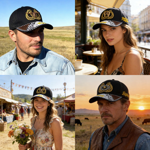 Casquette en maille unisexe, style ethnique unique, boucle en métal en forme de cheval, logo personnalisé, design de casquette de baseball à 6 panneaux, snapback, décontracté<span class=keywords><strong>e</strong></span>, pour l'extérieur, casquette de camionneur - Product Image 4