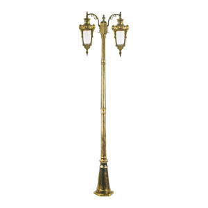 Lampadaire extérieur classique à double tête marron IP66, éclairage paysager 5000K lumière du jour, AC 220V, commande par bouton, alimenté par énergie solaire, Ra90 - Product Image 5