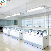 Vitrina Moderna de Lujo para Teléfonos Celulares, con Cerradura, de Vidrio, con Iluminación LED, Diseño Antirrobo, Construcción Resistente, para Comercios de Lujo