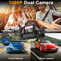 Caméra de tableau de bord de voiture 4 canaux 1080P Full HD WiFi DVR avec écran IPS 2,0 pouces, double objectif avant, double caméra intérieure et arrière, vision nocturne