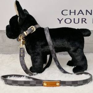 Collar para mascotas de moda de lujo acolchado de cuero genuino y correa para exteriores para perros pequeños Yorkshire Terrier Teddy Bichon Bulldog Francés - Product Image 1