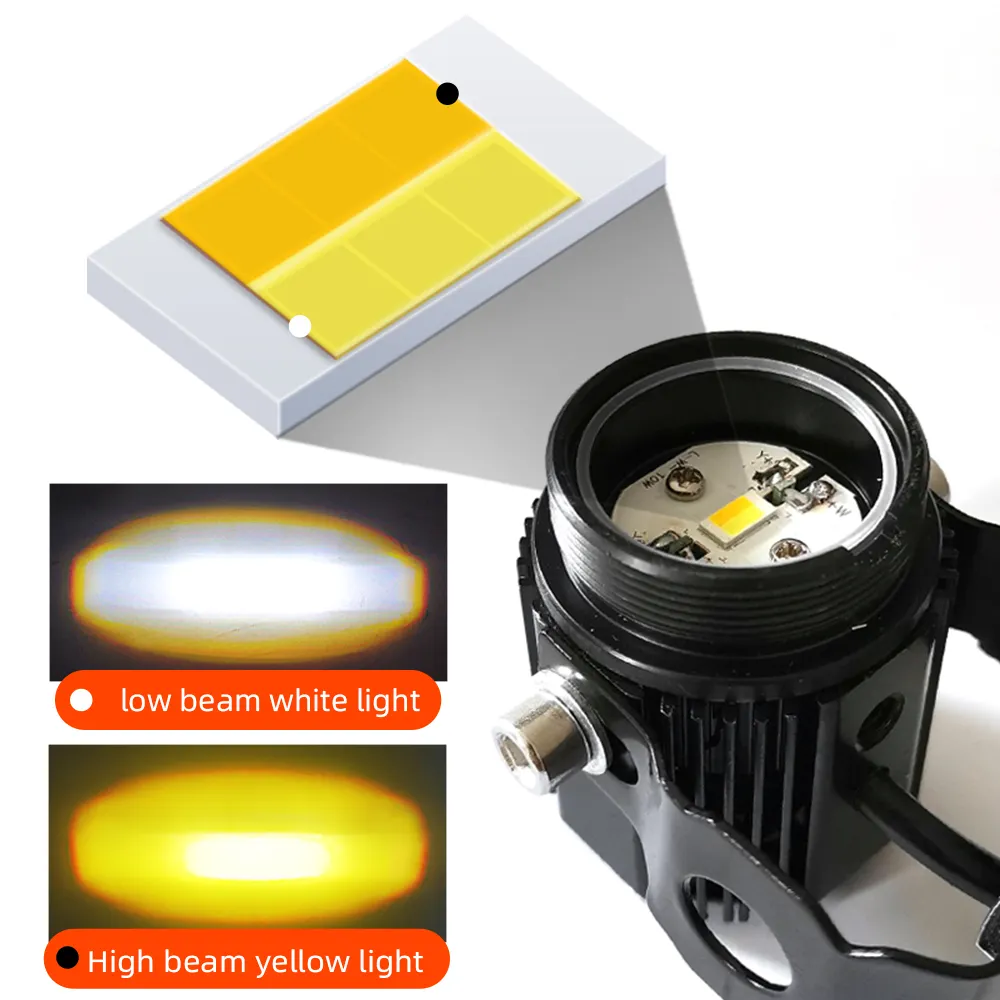Sistema de iluminación personalizado para motocicleta 13W LED mini foco bicolor amarillo y blanco luces dobles bombillas de bicicleta eléctrica