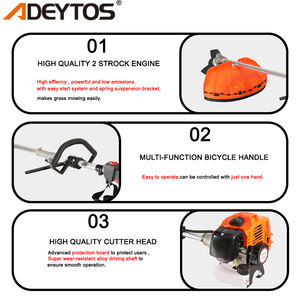 ADEYTOS 52cc 1.46kw Desbrozadora de nailon duradera Recortadora de hilo alimentada por gas/aceite de 2 tiempos para jardines Herramienta multifuncional - Product Image 3