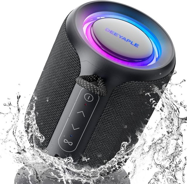 Bluetooth Speaker Wireless,IP67 Waterproof with Lights,15W Loud Stereo Sound,2500mAh Battery,All Day Playtime,TWS Pairing,BT5.3