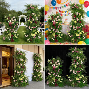 Arche florale haut de gamme réaliste en soie verte et rose mélangée, élégante et luxueuse, pour la décoration de lieux de mariage, idéale pour la rentrée scolaire, écologique - Product Image 2