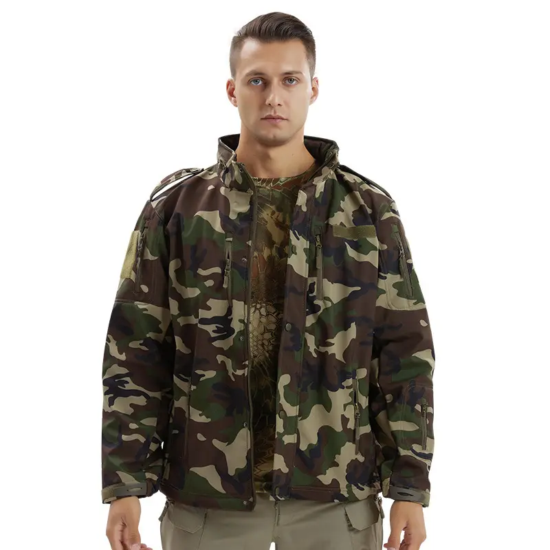 100%Polyester Man Camouflage Softshell Tactical Bomber Jacket Plus Size 3Xl Waterproof Jackets Winter Outdoor Hiking Clothing