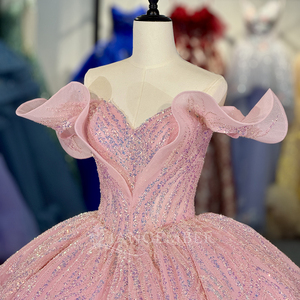 Pink Beaded <strong>Blush</strong> Puffy <strong>Ball</strong> <strong>Gown</strong> Off Shoulder Birthday Pageant Dress Vestidos De 15 Girls 16 Anos Quinceanera Dresses Dy1344 - Product Image 3