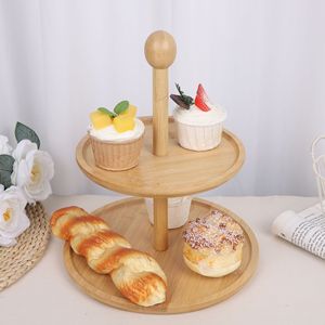 <strong>2</strong> <strong>Tier</strong> Buffet Display Bread <strong>Stand</strong> Wood Cupcake <strong>Stand</strong> Dessert Display <strong>Stand</strong> Bamboo Fruit Serving Tray - Product Image 6