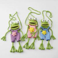 Sac bandoulière personnalisable en crochet doux motif grenouille pour téléphone, en fil 100% coton laitier, style dessin animé mignon et original