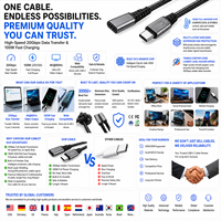 Cable de Extensión LUNG AKY OEM USB 3.1 Gen2 Tipo-C Macho a Hembra, con Trenzado de Nailon, Transferencia de Datos de 20 Gbps, para Laptop, Teléfono y Monitor