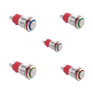 Economical type 16mm(CONVEX)10A IP67 Waterproof Metal Push Button Switch LED Light Power Switch 3-6V 12-24 V Red/Blue/GREEN