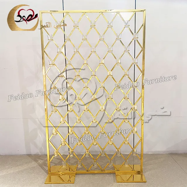 Stainless steel frame champagne wall holder wedding backdrop stand candle wall
