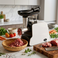 Hachoir à viande électrique multifonction avec kit d'accessoires complet 3-en-1 : hachage, remplissage de saucisses, fabrication de biscuits – Noir et blanc – Hachoir domestique