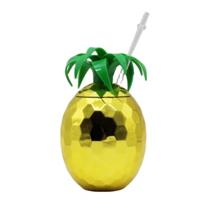 20oz Discoe Gold Plastic Pineapple Tumbler Sipper Mug Bottle