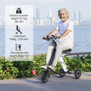 Triciclo TopMate ES33 Ligero y Plegable, Scooter de Movilidad de 3 Ruedas, Batería Extraíble, Llantas de 8 Pulgadas, Apertura Inversa - Product Image 3