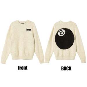 Diseño personalizado Jacquard logo Casual cuello redondo manga larga suéter de punto Jersey algodón Mohair suéter hombres - Product Image 3