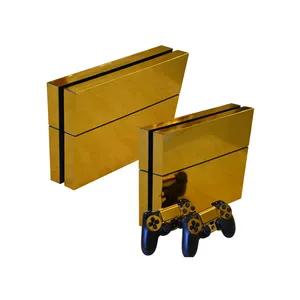 Decalque da pele Adesivo para PS4 4 Peles Brilhante Ouro Chrome para playstation