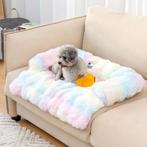 Fluffy Soft Indoor Pet Sofa Pad Neueste Faux Rabbit Velvet Hunde bett Matte Krawatten gefärbte Luxus Pet Plüsch Bett - Product Image 4