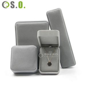 กล่องกำมะหยี่สีเทาสำหรับใส่เครื่องประดับ กล่องใส่แหวนแต่งงานสไตล์วินเทจ กล่องใส่แหวนทรงหกเหลี่ยมสำหรับเก็บของมีค่าอย่างหรูหรา พร้อมโลโก้สั่งทำได้ - Product Image 1