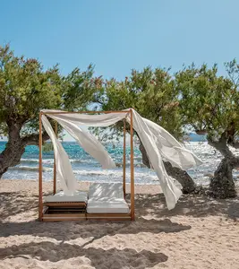 समुंदर के किनारे छुट्टी शैली कोच लाउंज कुर्सी दो टुकड़े लाउंज सेट आउटडोर फर्नीचर