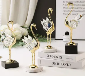 Artificial Resin Handicrafts Realistic Small Animal Models Mini Natural Stone Transparent Swan Statues Indoor Decor Ornament