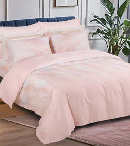 Parure de lit élégante en soie magique 1300 fils, imprimé marbre rose, avec drap-housse à poches profondes de 14 pouces - Product Image 5
