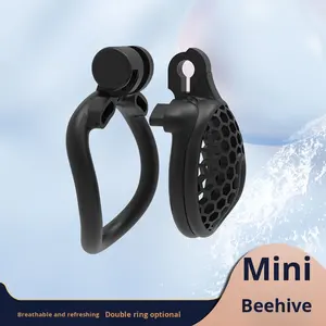 Jaula de Castidad Masculina de Panal, Candado de Castidad Erótico, Dispositivo Transpirable de Nailon y Resina Rosa y Negro, Juguetes Sexuales, Ejercicios de Kegel Cobra - Product Image 4