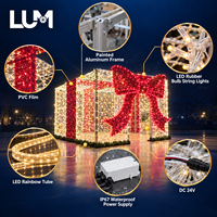 Boîte cadeau carrée lumineuse de 3m de haut, 280cm de large et 280cm de profondeur avec cadre en aluminium pour motif lumineux de Noël