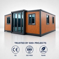 Maison conteneur extensible de 20 pieds, préfabriquée et pliable, avec structure en acier et murs imitation bois, pour camping, bureau ou habitation