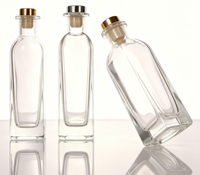 Diffuseur d'arômes en verre carré en forme de yourte mongole, bouteille en verre transparente avec bouchon en liège, parfum imprimé sérigraphié, vide, usage industriel