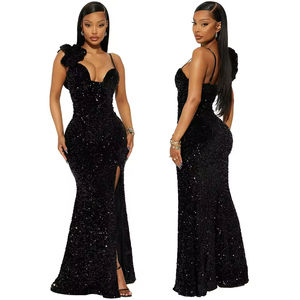 Vestido de Noche Largo con Abertura para Mujer de Tirantes Finos y Lentejuelas, Elegante y de Alta Gama para Baile de Graduación y Eventos Formales - Product Image 2