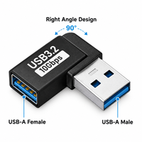 Adaptateur USB 3.2 Gen 2 10 Gbps à angle droit USB A mâle vers femelle, connecteur en forme de L pour ordinateur portable, PC, clé USB
