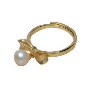 Handmade S925 Silver Opening <b>Bow</b> Ring Women's Frosted Ring 6-9 Pearl Hollow <b>Holder</b> DIY Accessory Jewelry Findings Components - Product Image 5