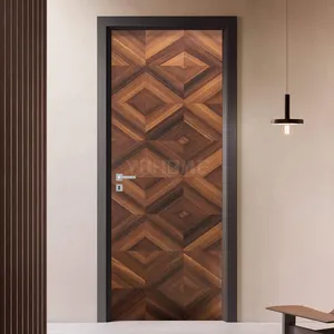 चीन शीर्ष निर्माता थोक लकड़ी के दरवाजे के लिए मध्य पूर्व के बाजार दुबई लक्जरी आंतरिक दरवाजे पेंट उच्च पॉलिश बेडरूम का दरवाजा