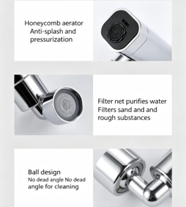 Aérateur de Robinet de Cuisine Universel Rotatif à 360 Degrés, 4 Modes, avec Jet Pluie, Cascade et Pulvérisateur - Product Image 5