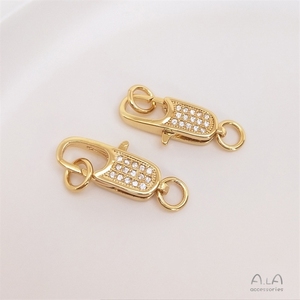 Fermoir à homard en forme de cœur micro-incrusté de zircon avec rétention de couleur, plaqué or 18 carats, connecteur, bracelet DIY - Product Image 6