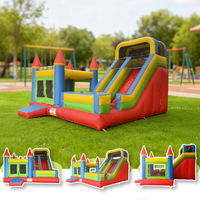 Château Gonflable Commercial Personnalisé Économique Rouge et Jaune pour Enfants