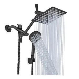 bathroom shower set black stainless steel bath & shower faucets wall mounted mixer Rainfall concealed Shower set