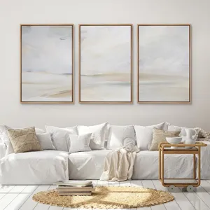 Pintura al óleo de paisaje marino natural con textura minimalista abstracto hecho a mano personalizado enmarcado flotante moderno para pared de oficina de Hotel en casa - Product Image 6
