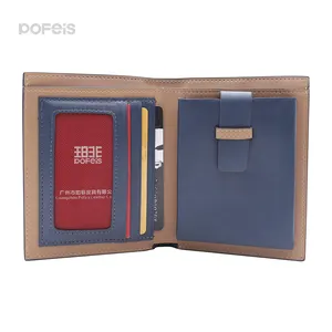 مخصص فتحة للبطاقات متعددة جيب شريط معدني الديكور جلد طبيعي المال الحقيبة محفظة